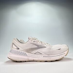 Brooks Adrenaline GTS 23 White Silver Running Shoes 1203811B104 Women's Size 9